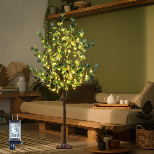 Lighted Eucalyptus Tree 5FT 162 LED Artificial Tree for Decor Inside and Outside Home Patio Wedding Festival Christmas Decoration Warm White