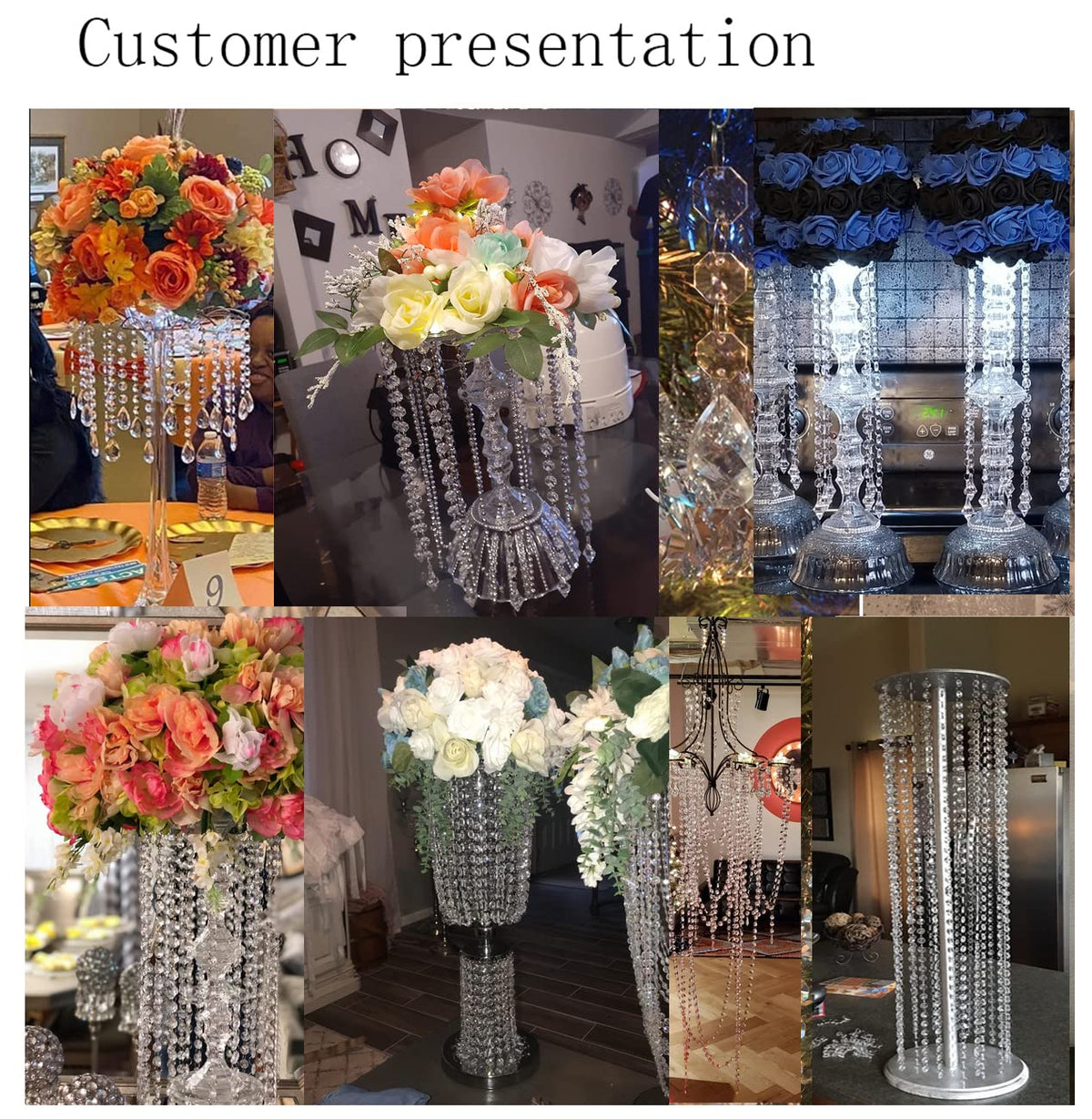 WAZHRMGHG 198 FT Crystal Acrylic Gems Bead Strands, Manzanita Crystals, Tree Garlands, Christmas Wedding Party Celebration Decoration (198ft(60M))