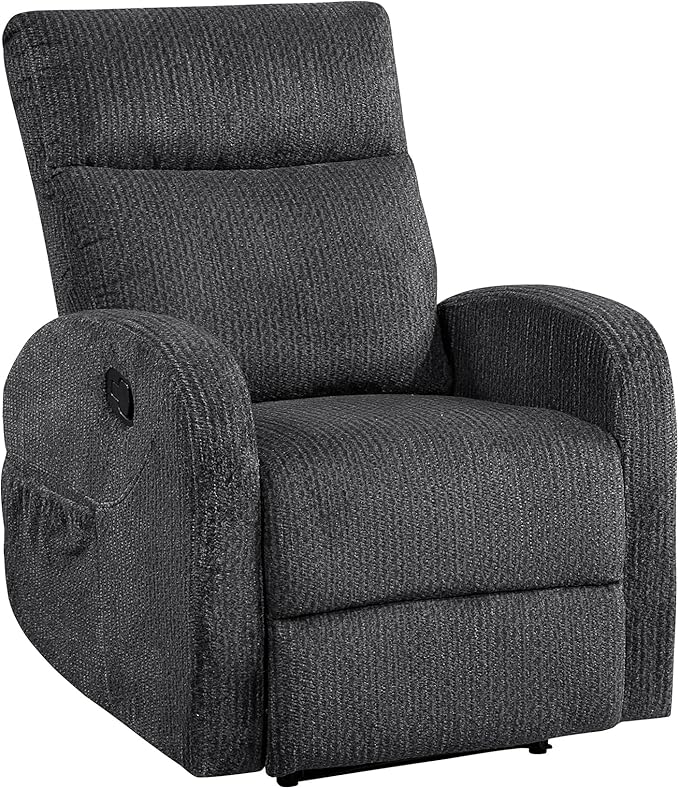 Lexicon Manual Recliner Chair, Textured Microfiber Reclining Chair, Wall Hugger
