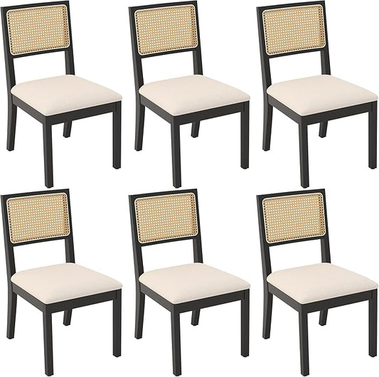 Westice Rattan Dining Chairs Set of 6, Farmhouse Natural Dining Room Chairs