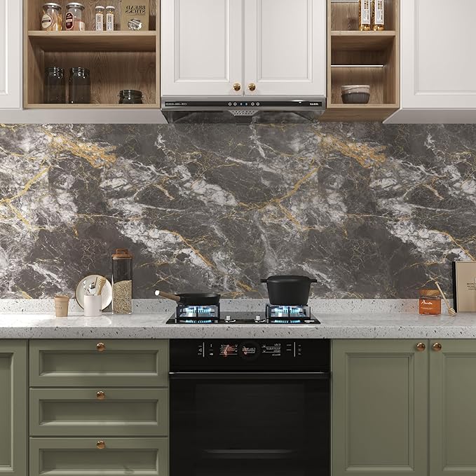 BAYYA Marble Contact Paper for Kitchen Counter Granite Countertop Peel and