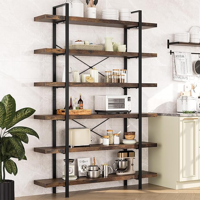 OtterOasis Heavy Duty 6-Tier Industrial Bookcase, 120lbs Shelf Capacity
