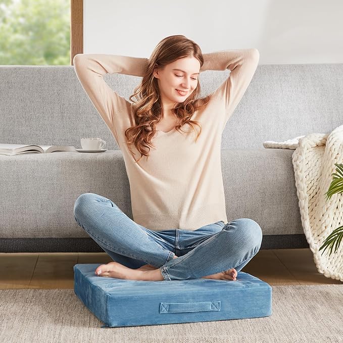 Codi High Density Foam Floor Pillow 2 Sets, Large Meditation Cushions Seating