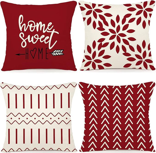 YCOLL Christmas Pillow Covers 16x16 Set of 4, Modern Sofa Throw Pillow Cover
