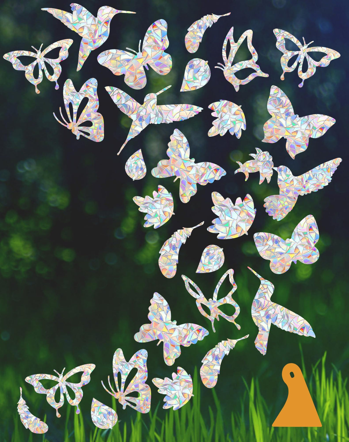 36 Pieces Window Decals for Bird Strikes, Window Clings Prevent Birds from Hitting Windows Suncatcher Stickers（Bird, Butterfly, Feather, Leaf