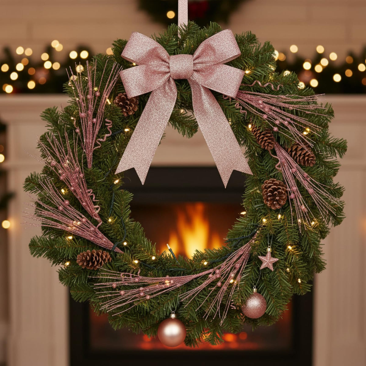 Crowye 24 Pcs Christmas Tree Picks and Sprays Christmas Tree Filler Decorations Artificial Glitter Berry Stems Branches Picks for Xmas Trees Topper Glittery Twigs for Vases Wreath Decor(Rose Gold)