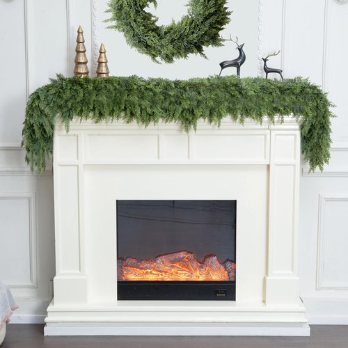 Giauma 6ft Double Fullness Christmas Cedar Garland Artificial Realistic Thick Soft Green Faux Winter Greenery Pine Garlands for Fireplace Mantel Table Doorframe Indoor Outdoor Xmas Holiday Decoration