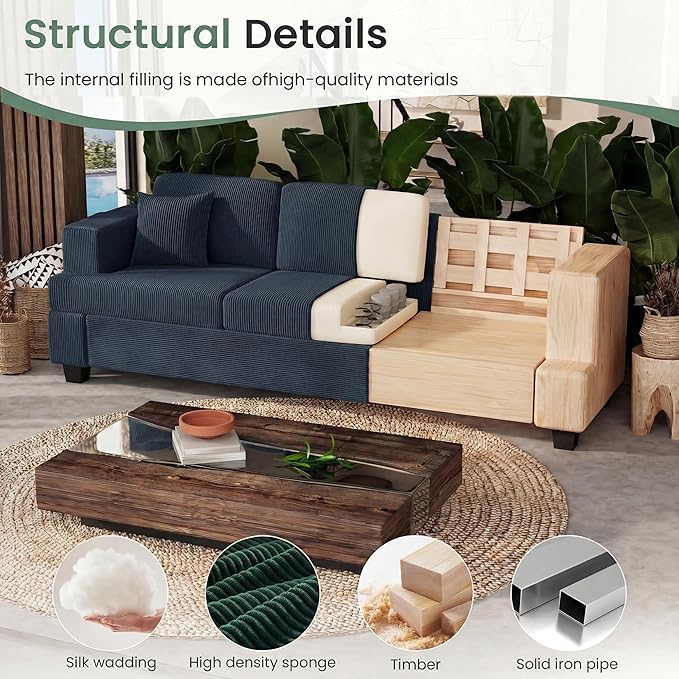 YOUDENOVA Sofa Couch, 3 Piece Set Comfy Sofa, 2 Loveseat & 3 Seater Sofa