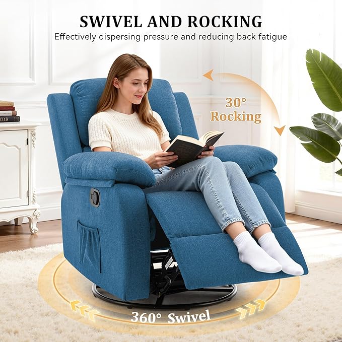 Korser Recliner Chair, 360 Swivel Rocker Chair