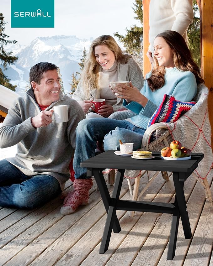 SERWALL Portable Folding Adirondack Table, HDPE Material Outdoor End Table