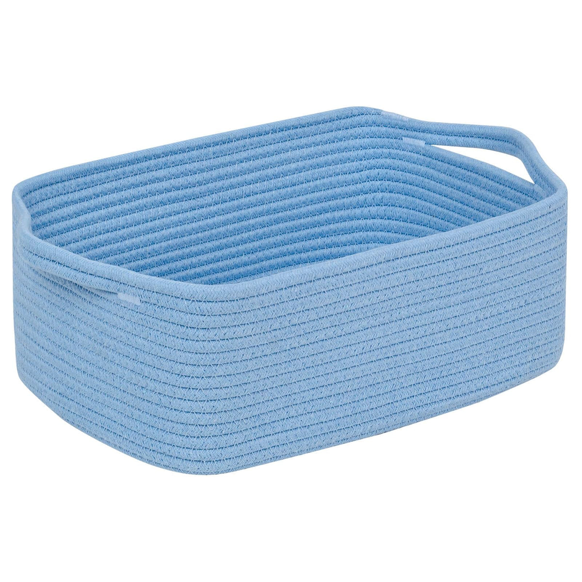 CubesLand Cute and Durable Small Cotton Rope Basket for Organizing, Woven Closet Storage Bin,Shelves Closet Storage Basket, Bathroom Storage Organizer Bin, Nursery Toy Basket Bin, Blue Basket