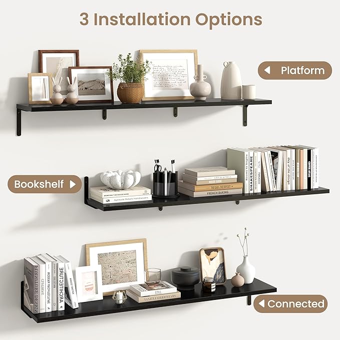 Fun Memories Deep Floating Shelves, 48W x 8D Floating Shelves Set of 2