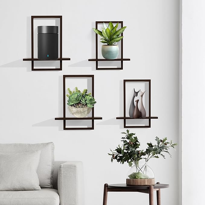 PHOENANCEE Square Floating Shelves, Wall Plants Holder, Bathroom Wall Decor