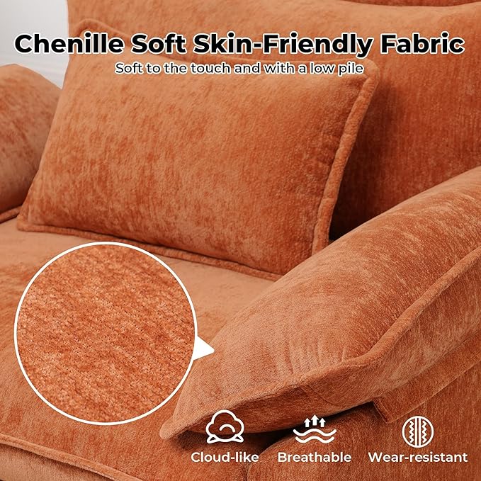 Oversized Accent Chairs Set of 2, Chenille Upholstered Cloud Sofa Chair Armchair
