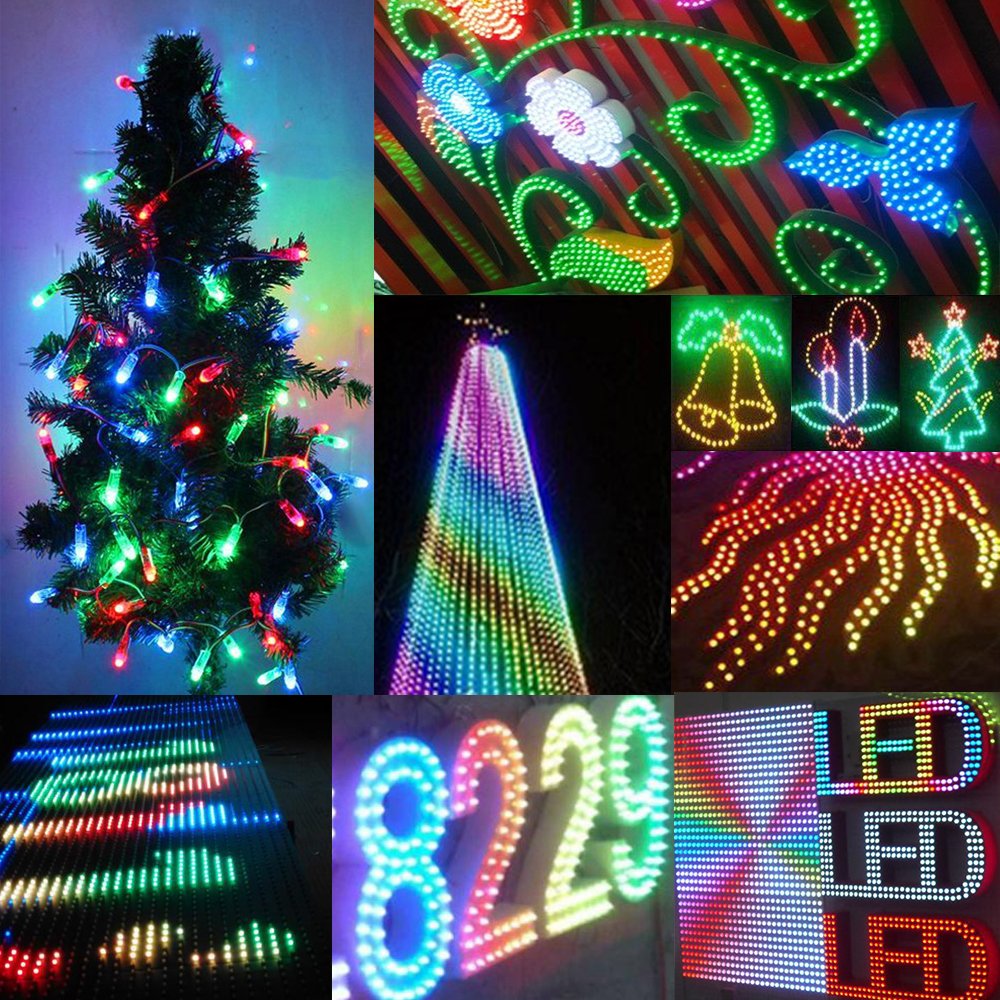 WESIRI WS2811 Diffused Digital RGB LED Pixel Lights Green Wire Individually Addressable Round DIY LED Pixels Module IP68 Waterproof DC5V 50pcs/Set