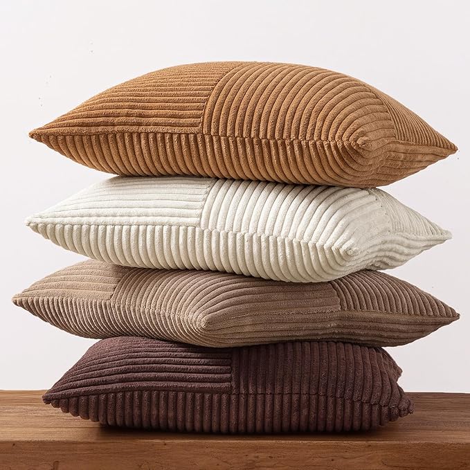MIULEE Brown Throw Pillow Covers 20x20 Inch Set of 4 Boho Farmhouse Cushion