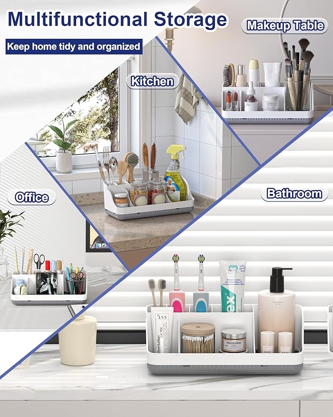 Bathroom Counter Organizer and Storage, 7 Slots Detachable Toothbrush Holders