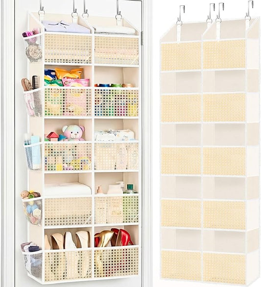 Over The Door Organizer 5 Tiers, Extra Large Behind Door Storage of 10