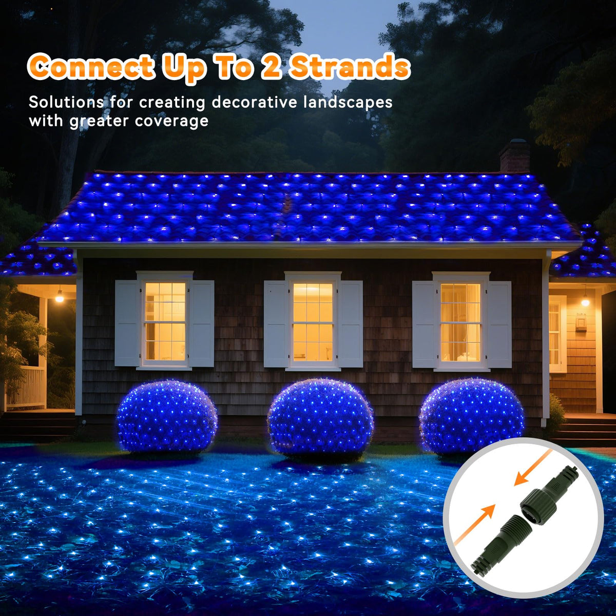 LitHome 21FT x 5FT Christmas Net Lights Outdoor Mesh Lights, 360 LED Christmas Blue Net Light for Bushes Connectable, 8 Modes Giant Mesh Light Waterproof Green Wire for 4th of July Tree Garden Decor