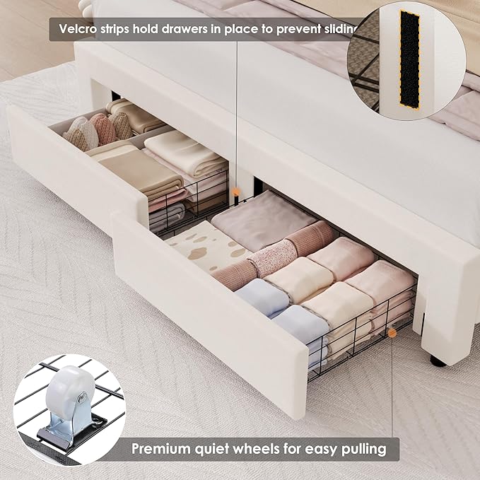 HIFIT Full Upholstered LED Bed Frame