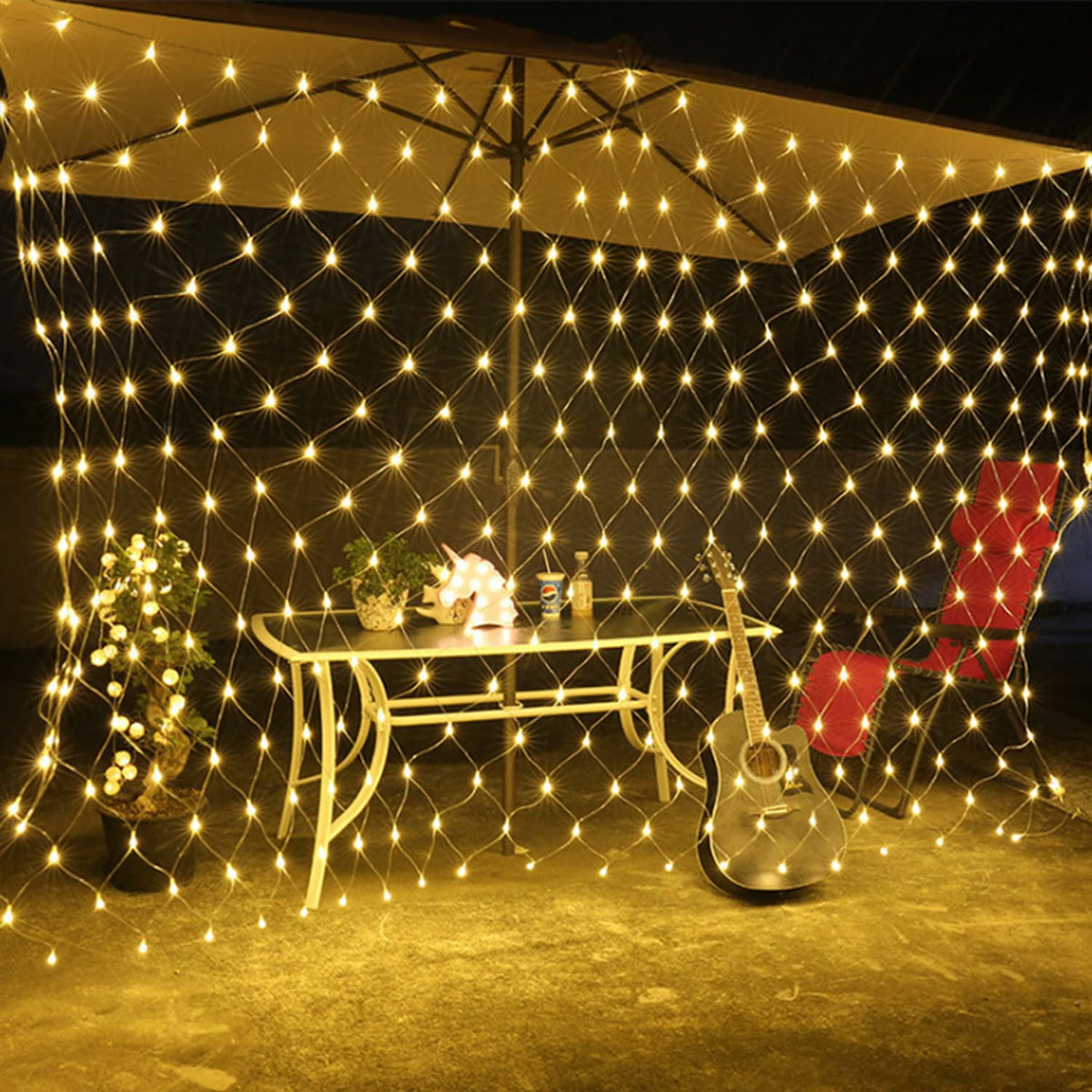 (Upgraded) Outdoor Christmas Lights, 360 LED Christmas Net Lights, 12x5Ft Outdoor String Lights, 8 Modes Waterproof Christmas Decorations for New Year, Bushes, Gardens, Lawns, Patio - Warmwhite