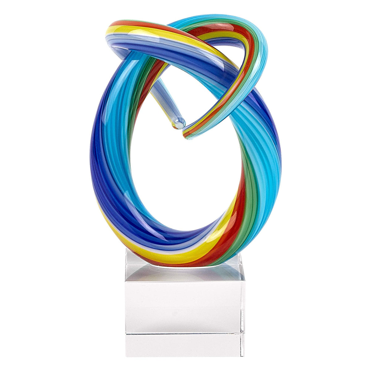 Badash Mini Rainbow Murano-Style Glass Sculpture - 6" Tall Mouth-Blown Art on Crystal Base - Contemporary Home Decor Accent Piece