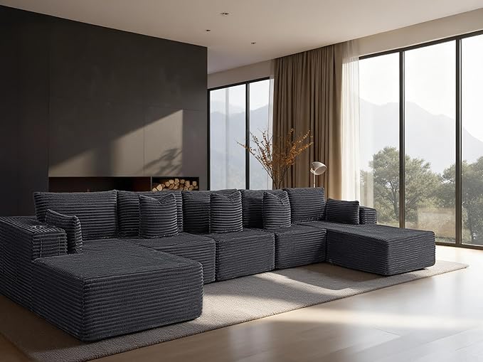 168" Cloud Sectional Couch, Comfort U Shaped Sofa
