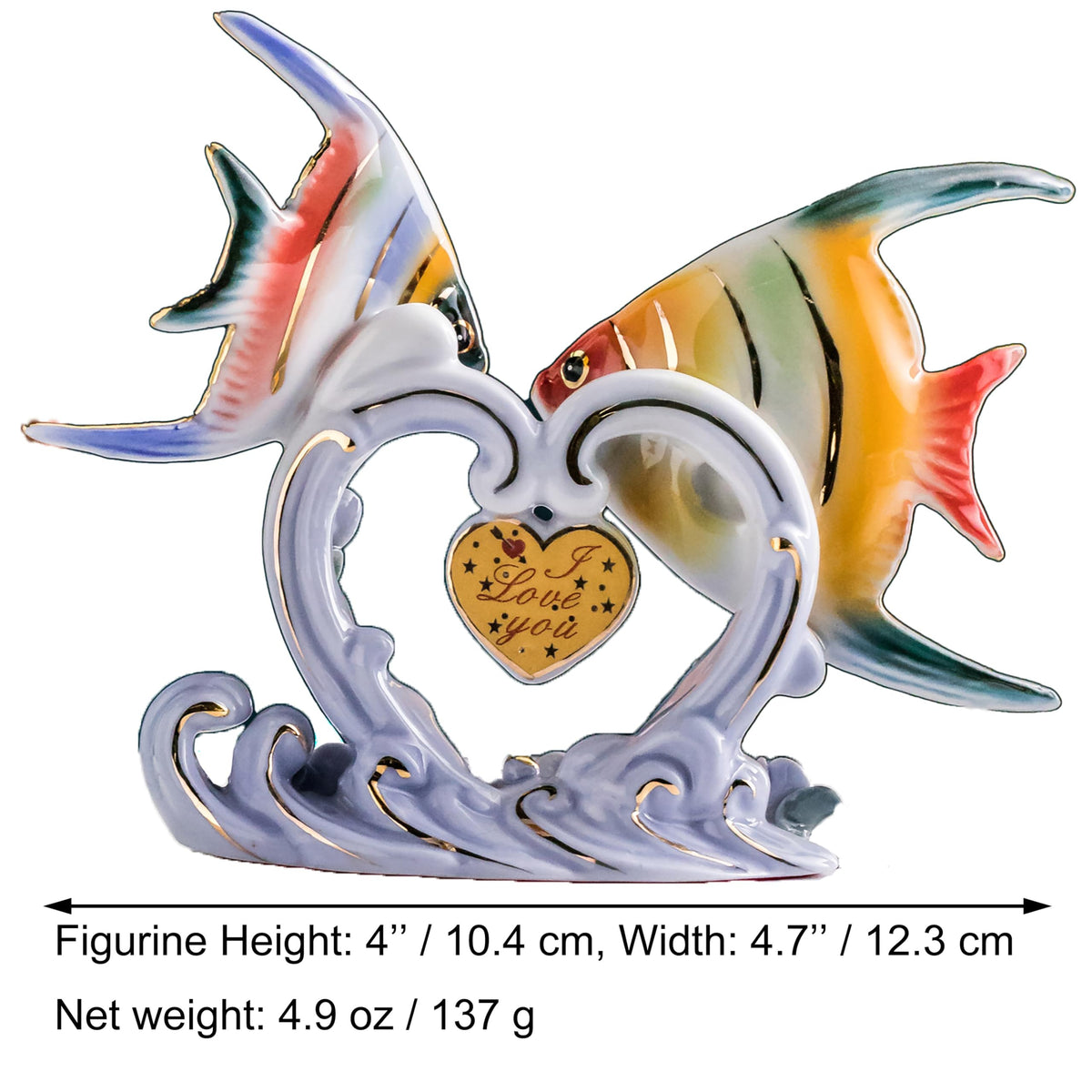 MTME Porcelain Figurines, I Love You (Golden Fish), Memorabilia, Sculpture Home Decor (Double)
