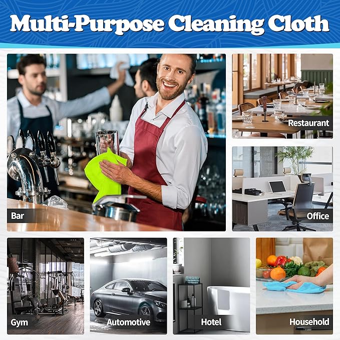 FIXSMITH Shop Towels, Microfiber Cleaning Cloth Bulk, 200 Pack Microfiber Towels