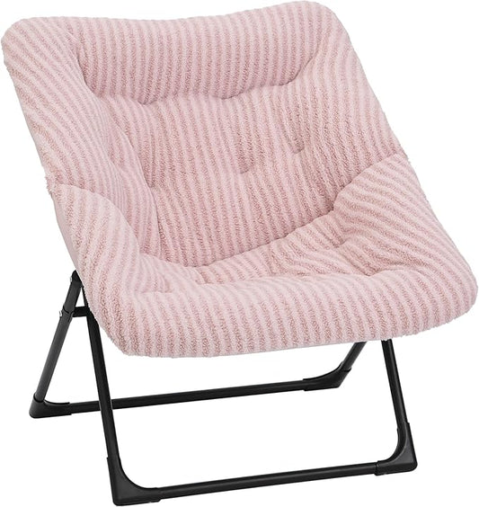 Comfy Saucer Chair for Adults, Soft Faux Fur Bedroom Chair, Accent Dorm Chairs