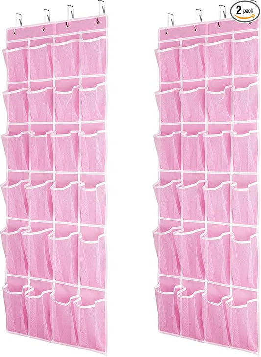 SAVERHO 2 Pack Hanging Shoe Organizer，Over Door Shoe Organizer