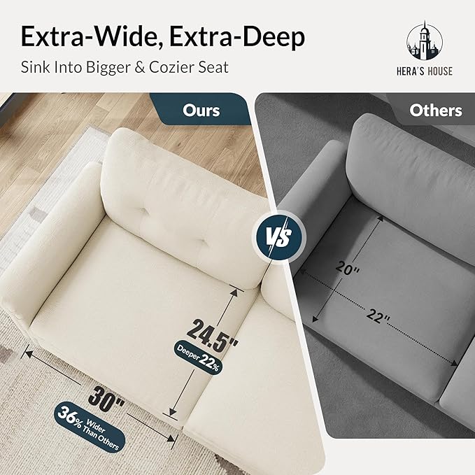 HERA'S HOUSE 2 Pieces Modular Sectional Sofa Sets, Oversized Couch Set