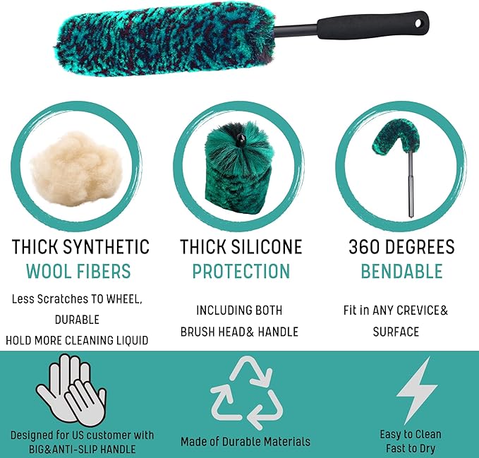 Professional 4 Pack Long Handle Wheel Brush Kit