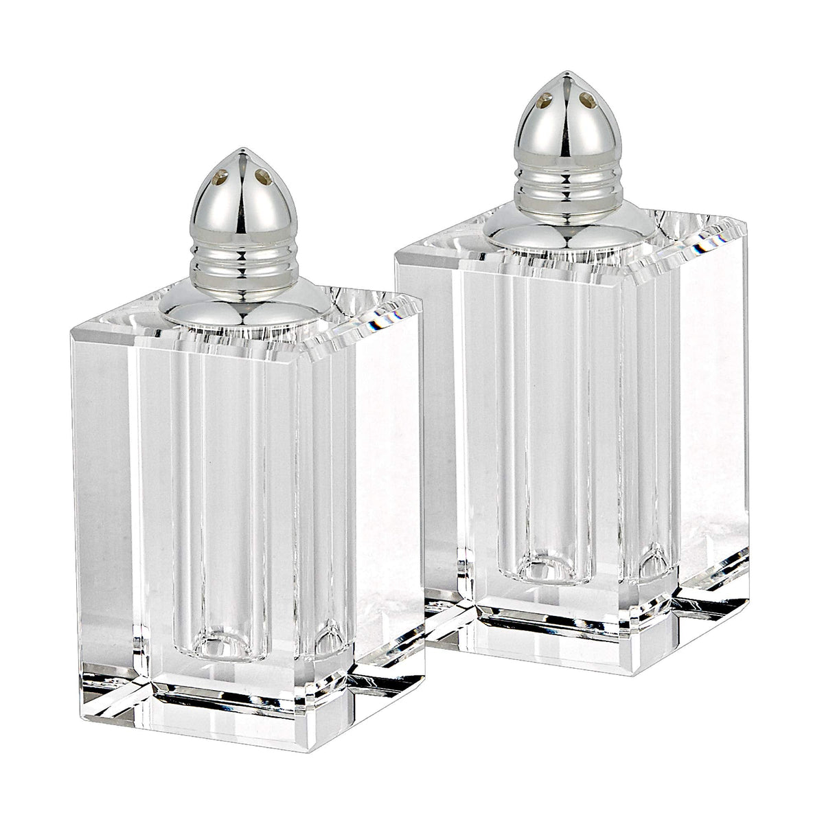 Badash Crystal Salt and Pepper Shakers Set - 3.5" Crystal Glasses with Gold Tops