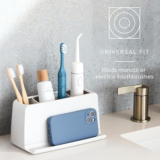 YouCopia The Ledge Toothbrush Holder, Bathroom Vanity Counter Organizer