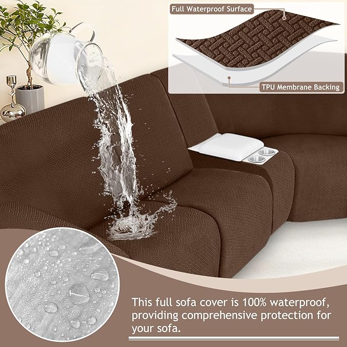 ALIECOM 100% Waterproof Recliner Sectional Couch Covers L Shape Stretch Corner