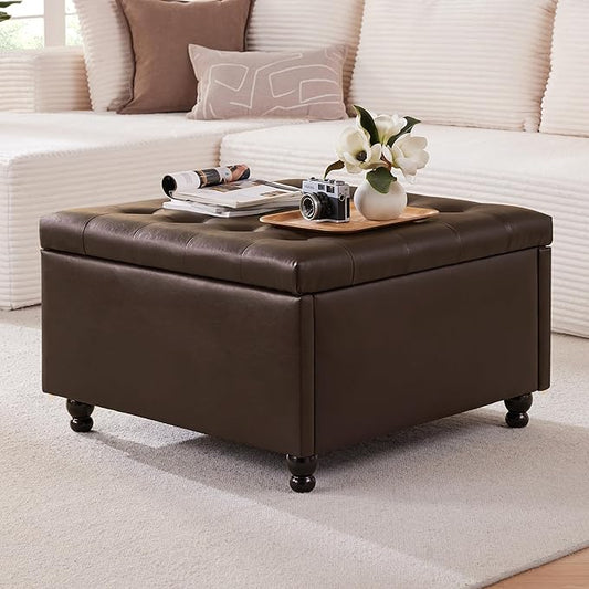 Weture 30 Inch Large Square Storage Ottoman Coffee Table, Oversized Square