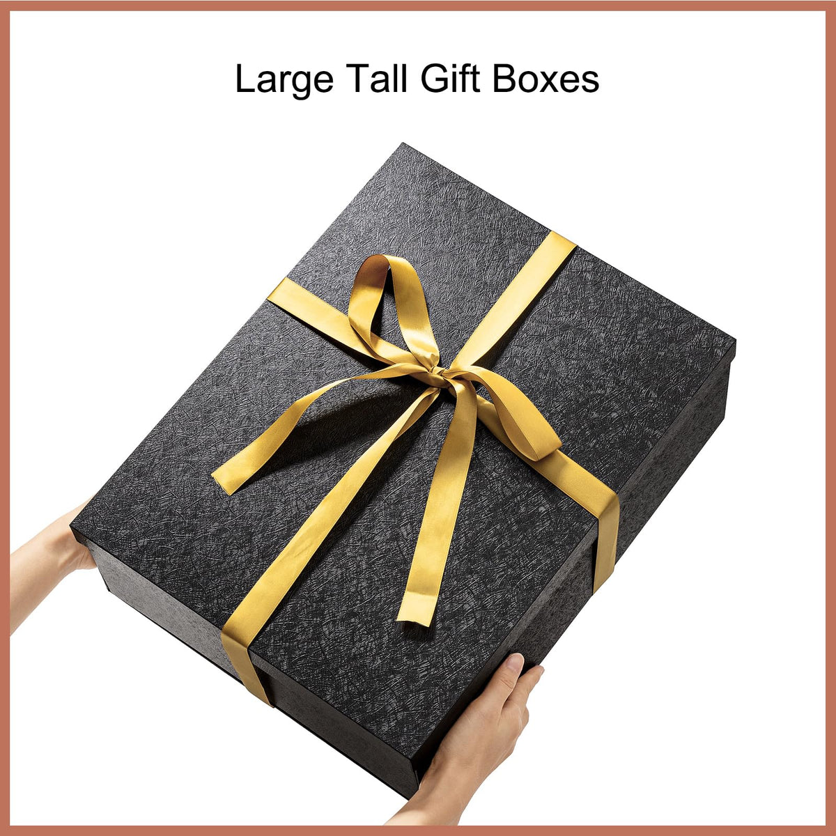 Mefleet 17x13x5 Inches Large Gift Box with Lid for Presents 1 Pack Big Deep Black Gift Boxes for Christmas, Birthday, Valentine's Day,Mother's Day Presents - Contains Crinkle Paper,Ribbon and Card