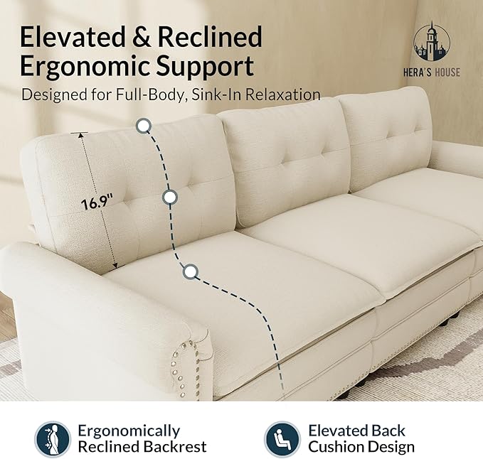HERA'S HOUSE Mid-Century Modern Couch, Oversized Sectional Couch