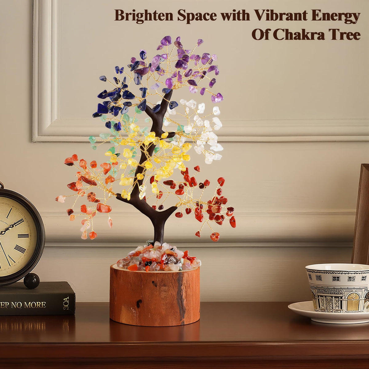 Crystal Tree of Life, Healing Crystal Trees with 280 Beads Chakra Stones, Handmade 7 Chakra Tree for Home Office Desk Crystal Decor, Good Luck Birthday Gifts for Women, Mom