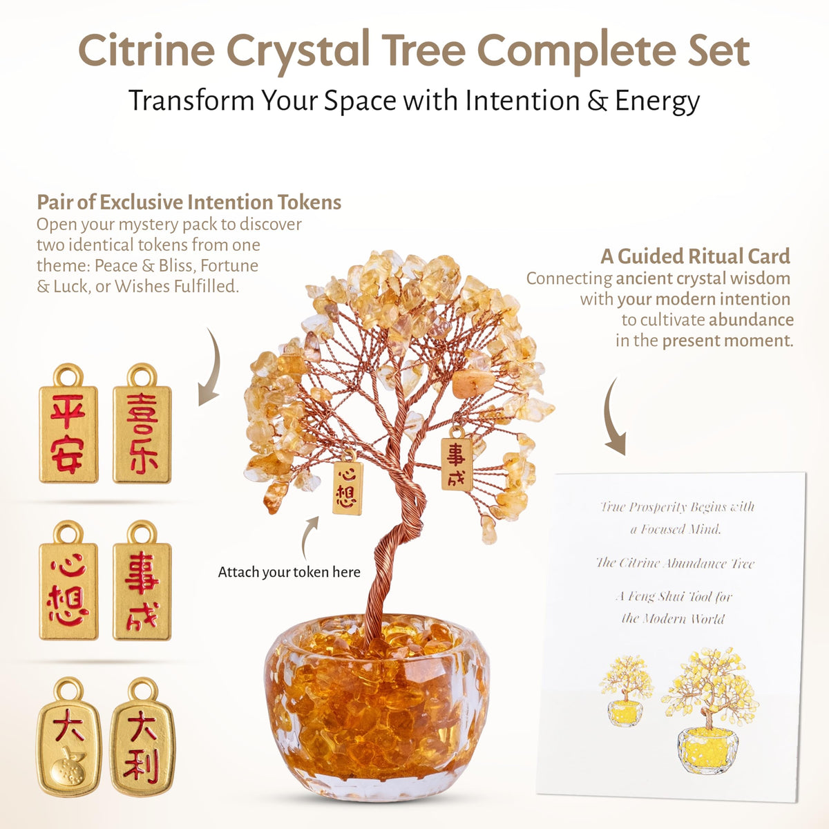 Now Aurah Citrine Crystal Ornament Handmade Gemstone Tree for Desk Decor Feng Shui Money Tree Attracts Wealth & Positive Energy Thoughtful Gift for Women & Men