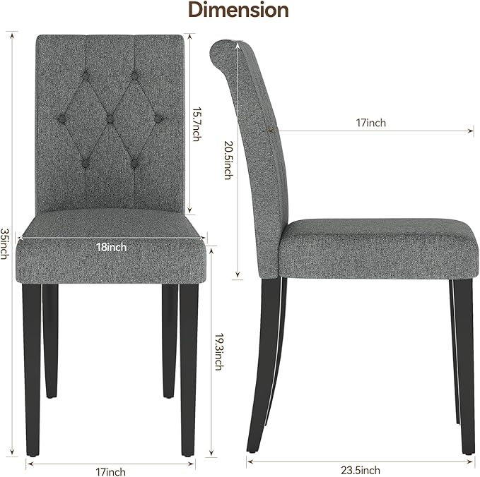 Welzona Upholstered Dining Chairs Set of 6, Button Tufted Parsons Dining Chair