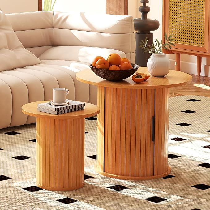 COSVALVE Round Wood Coffee Table 23.6IN