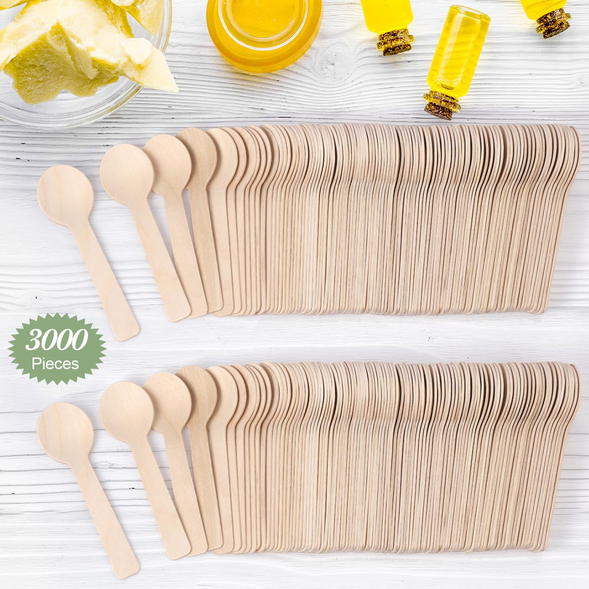 Teenyyou 3000 Pcs Mini Wooden Spoons 3.94 Inch Disposable Small Wooden Ice Cream Spoon Tiny Sampling Spoons Bulk Natural Birchwood Tasting Cutlery Scoop for Parties, Weddings, Camping