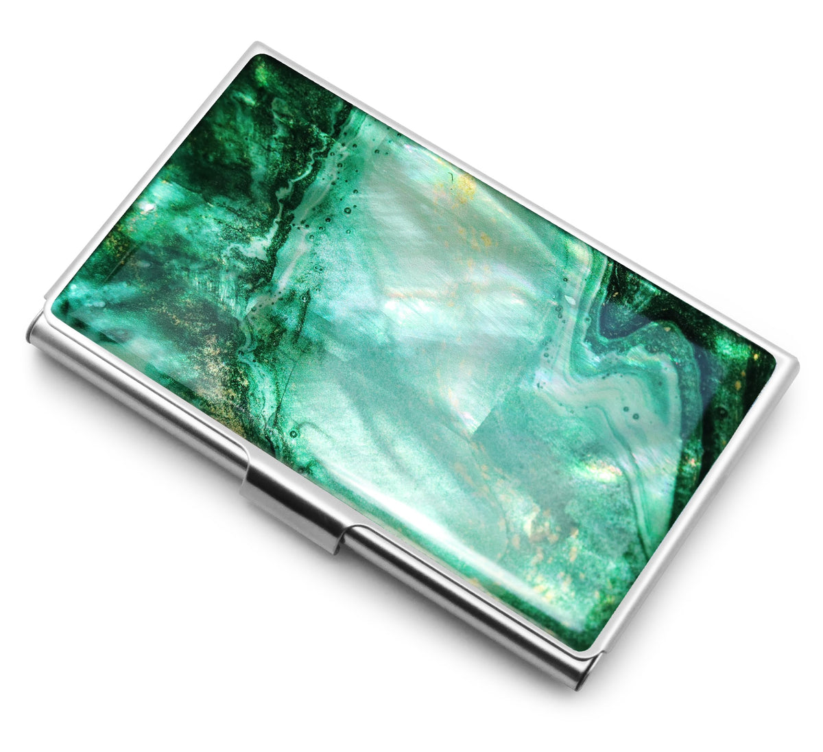 MADDesign Mother of Pearl Business Card Case Carrier Holder Wallet (Marble Green)