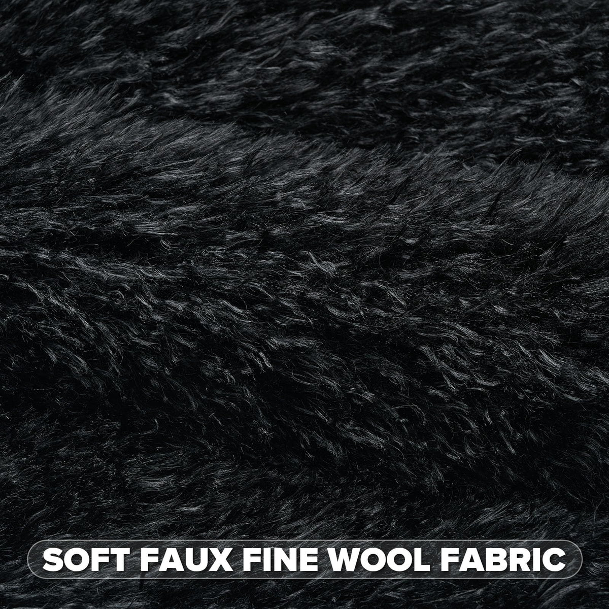 FUTEI Pack of 2 Shaggy Mongolian Faux Wool Throw Pillow Covers 18x18 Inch Soft Fluffy Farmhouse Decorative Cushion Case for Couch Bed Living Room, Black