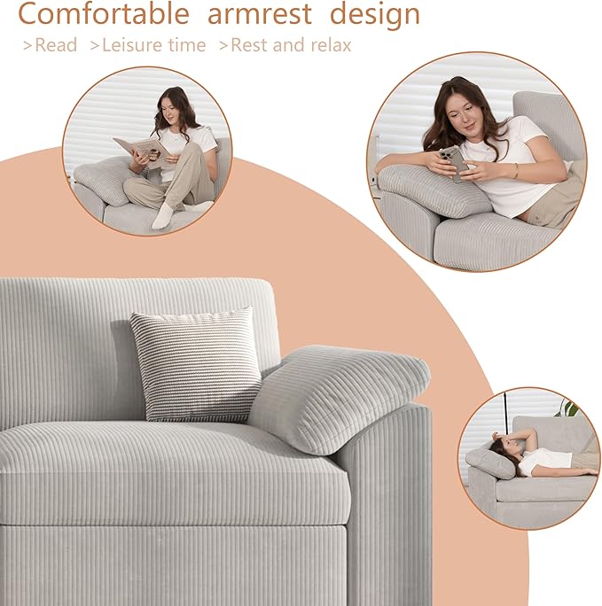 EASE MOOSE Comfty 2 Seat Couch, FSC Certified Modern Deep Seat Sectional Modular
