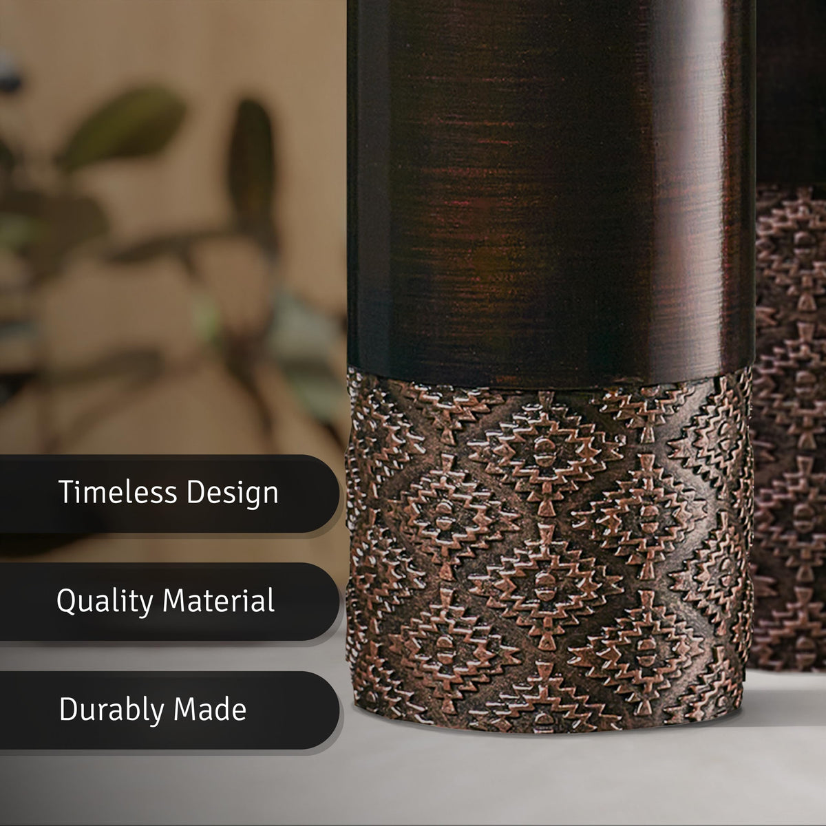 Creative Scents Dublin Brown Vases - Set of 3 Vases - Table Centerpieces for Dining Room, Kitchen Décor, Home Decor for Your Living Room, Dining Room, Bedroom, Office, Entry Table or Shelf Decor