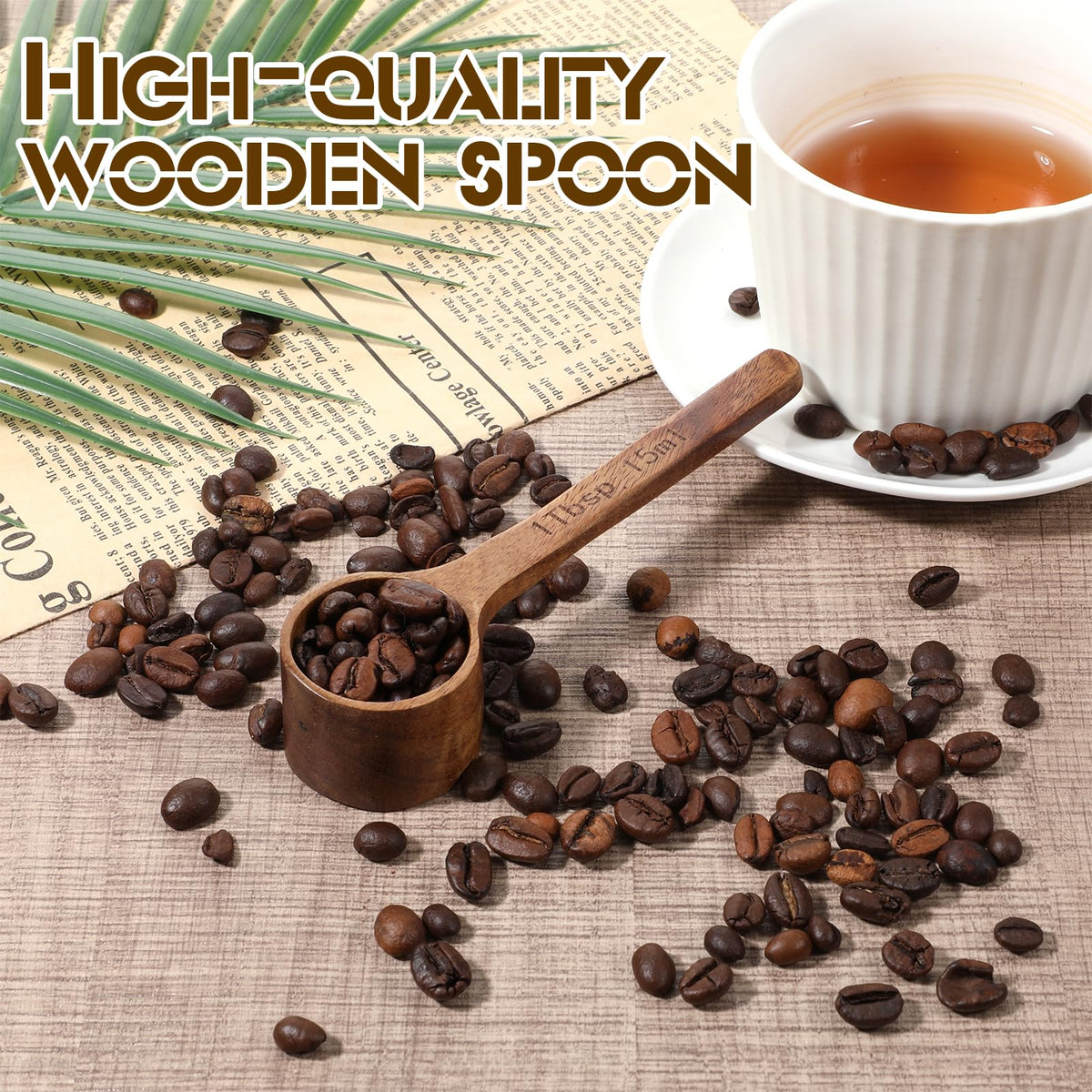8 Pcs Wooden Measuring Scoops, 15ml/1Tbsp Wooden Scoops for Canister Jars, Acacia Wood Coffee Ground Measure Scoop Set, Kitchen Accessories for Coffee Beans Tea Sugar Bath Salt Washing Powder