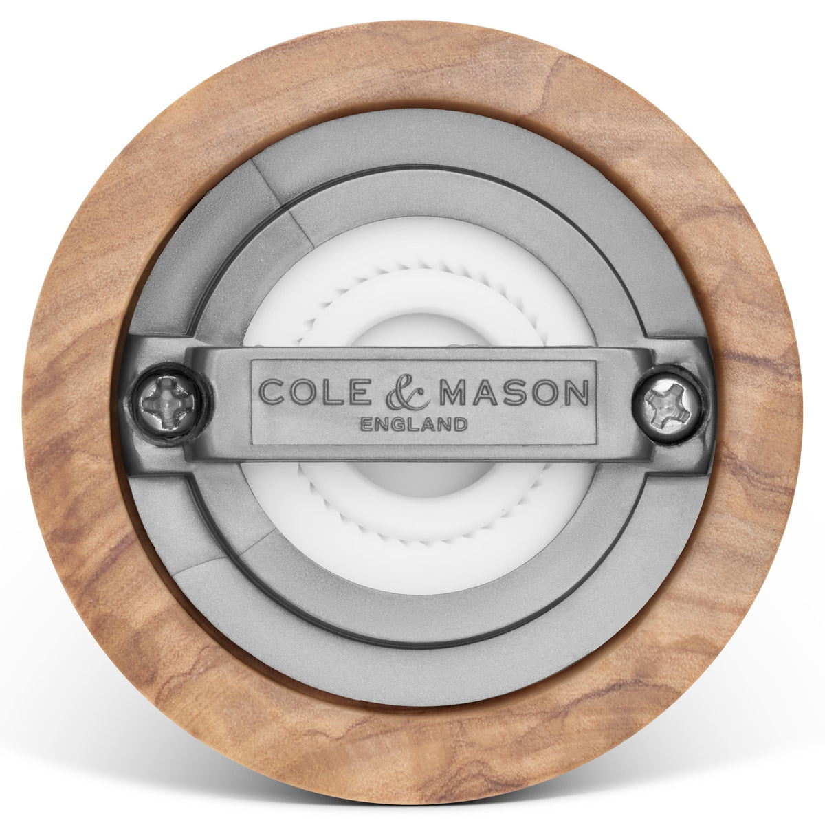 Cole & Mason Bromley Salt Mill, Ceramic Mechanism with Adjustable Coarseness, Olive Wood/Stainless Steel Salt Grinder, 150mm